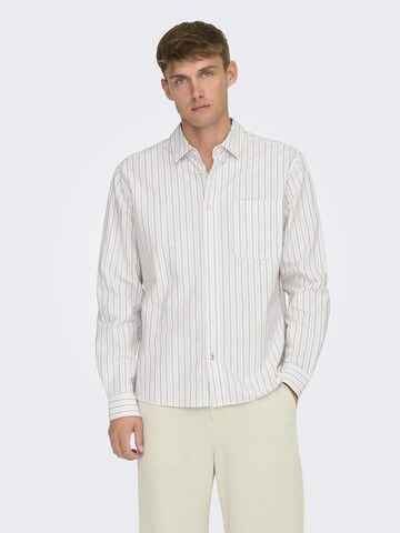 Only & Sons Comfort fit Button Up Shirt 'ONSDrake' in White: front