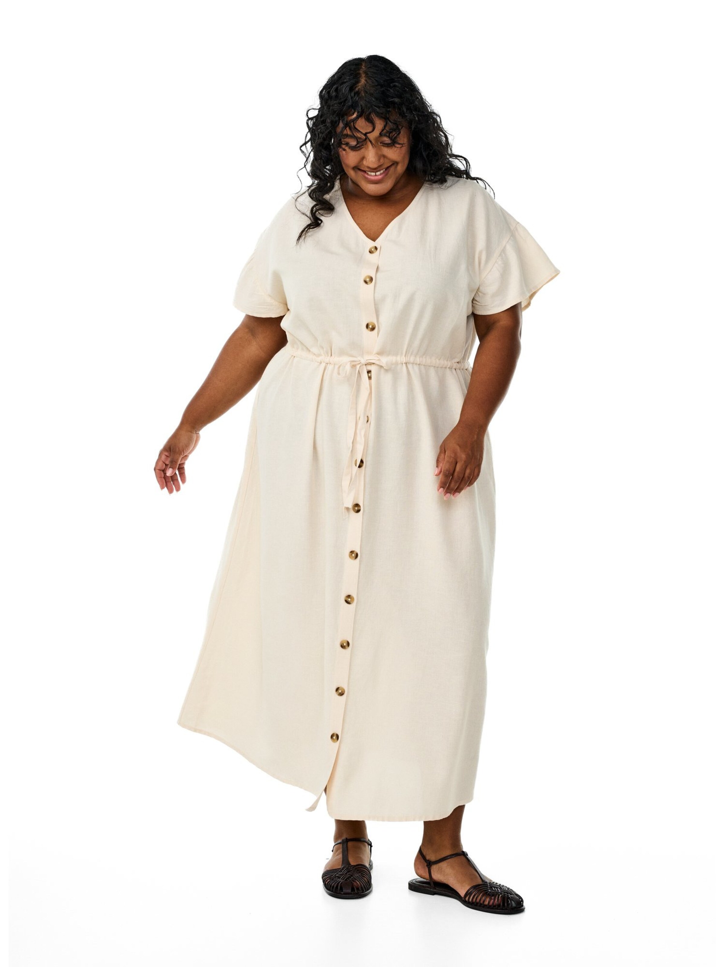 Zizzi Šaty 'Vflex' - Béžová: predná strana