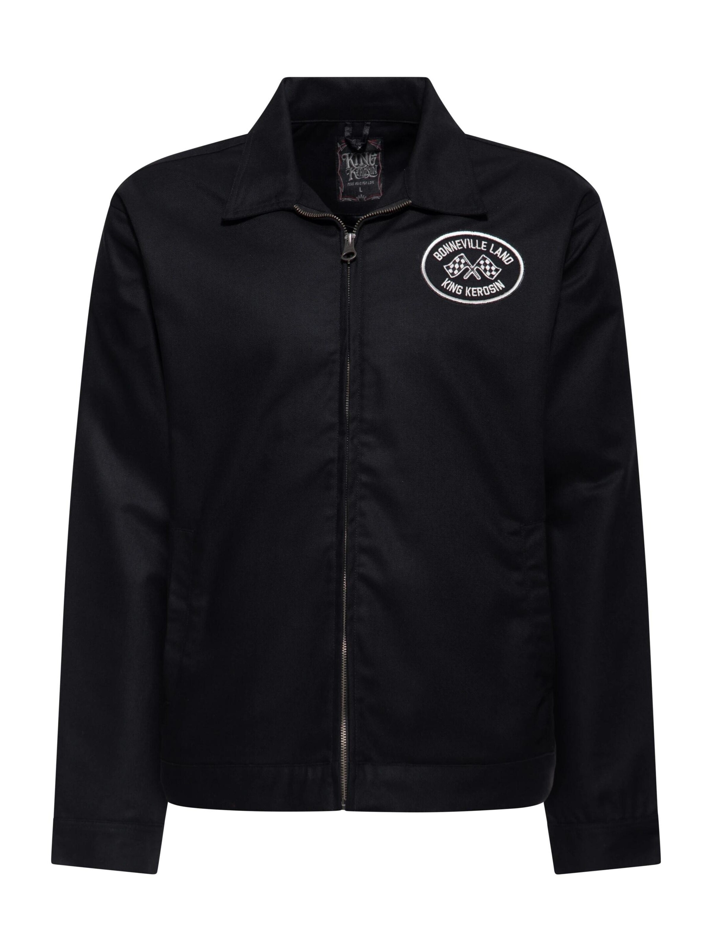 King Kerosin Between-Season Jacket 'Bonneville Land' in Black: front