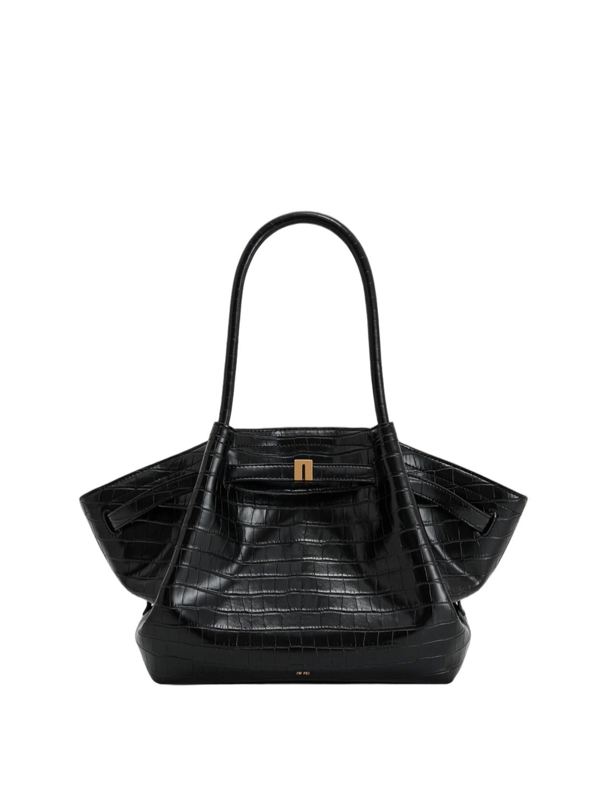 JW PEI Shopper 'JW PEI Cabas Hana Large Effet Croco Black Croc' in Black: front