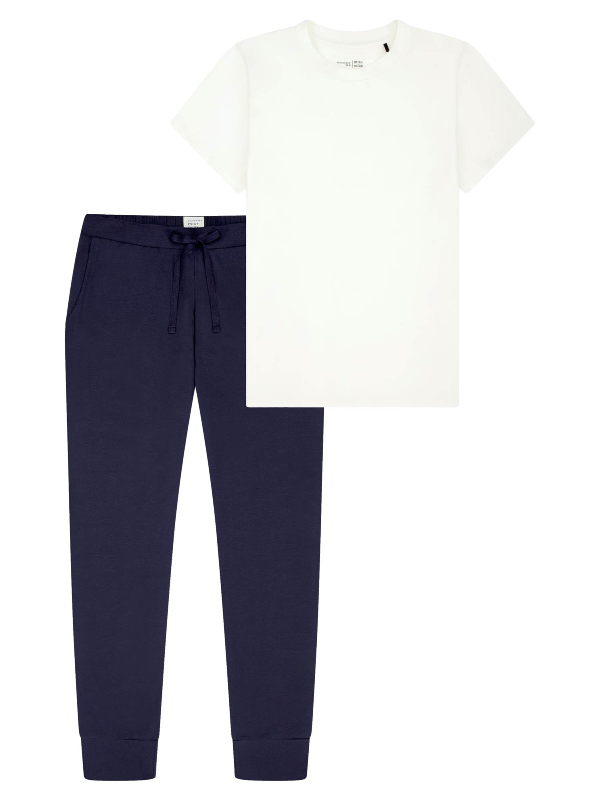 SCHIESSER Pyjama 'Mix & Relax' in Blauw: voorkant
