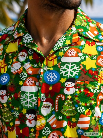 King Kameha Regular Fit Hemd 'Christmas Allover'‌‌‌‌‌‌ in Grün