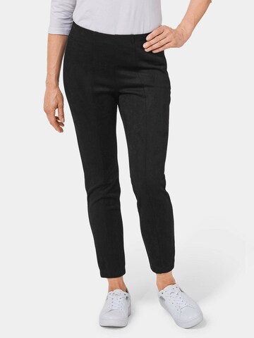 Goldner Slim fit Pleat-front trousers in Black: front