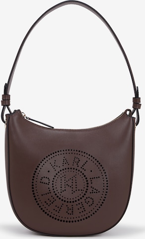 Borsa a spalla 'Circle Perforated Moon' di Karl Lagerfeld in marrone: frontale