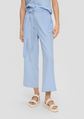 s.Oliver - Pierna ancha Pantalón plisado en azul: frente