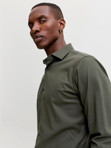 JACK & JONES Slim fit Button Up Shirt 'JPRBLAParker' in Green