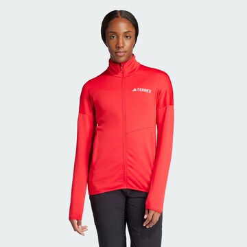 ADIDAS TERREX Athletic fleece jacket 'Xperior' in Red: front
