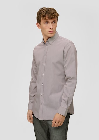 s.Oliver BLACK LABEL Slim fit Button Up Shirt in Brown: front