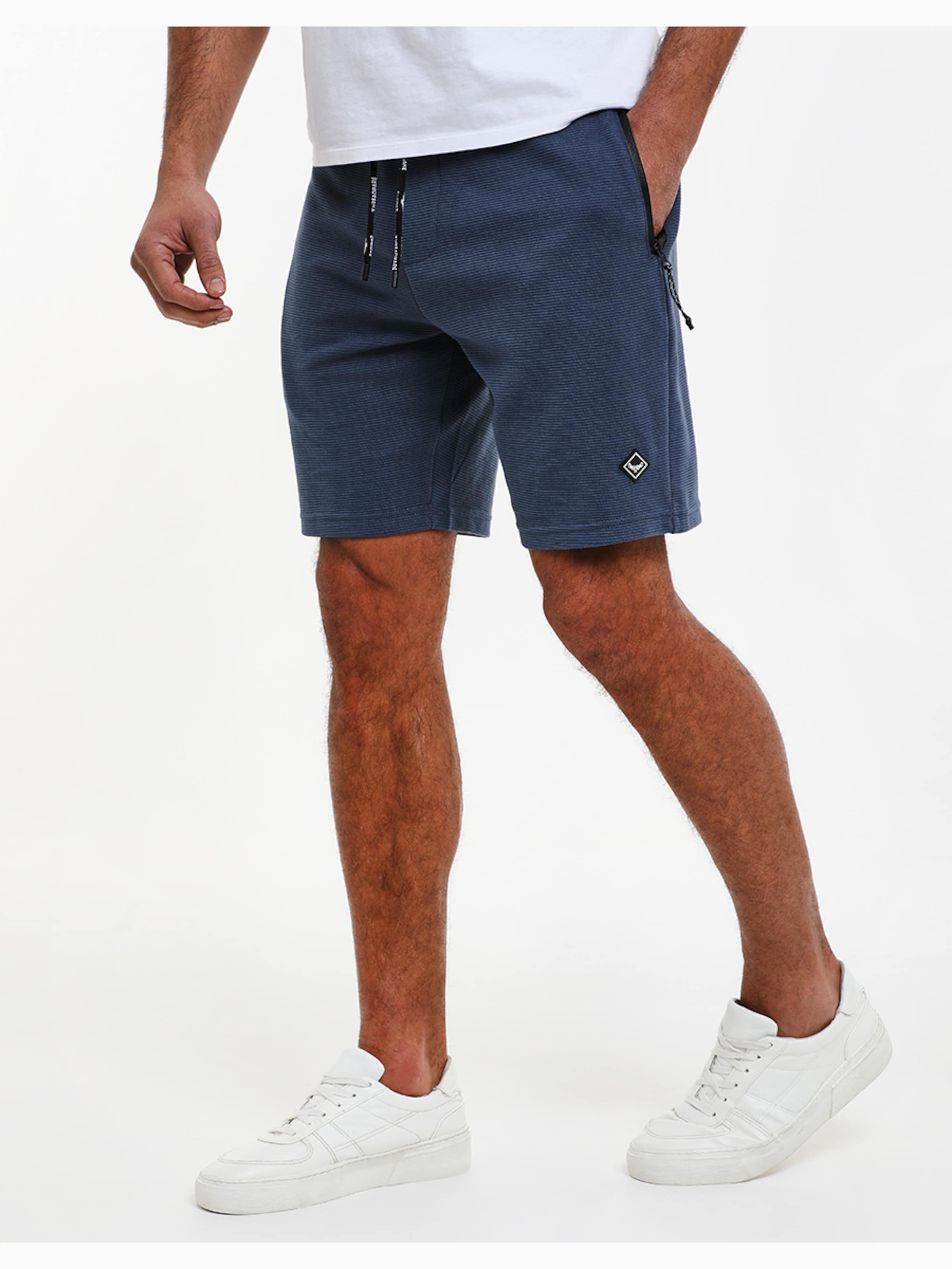 Männer Große Größen Threadbare Shorts 'Ottoman' in Dunkelblau - SA77505