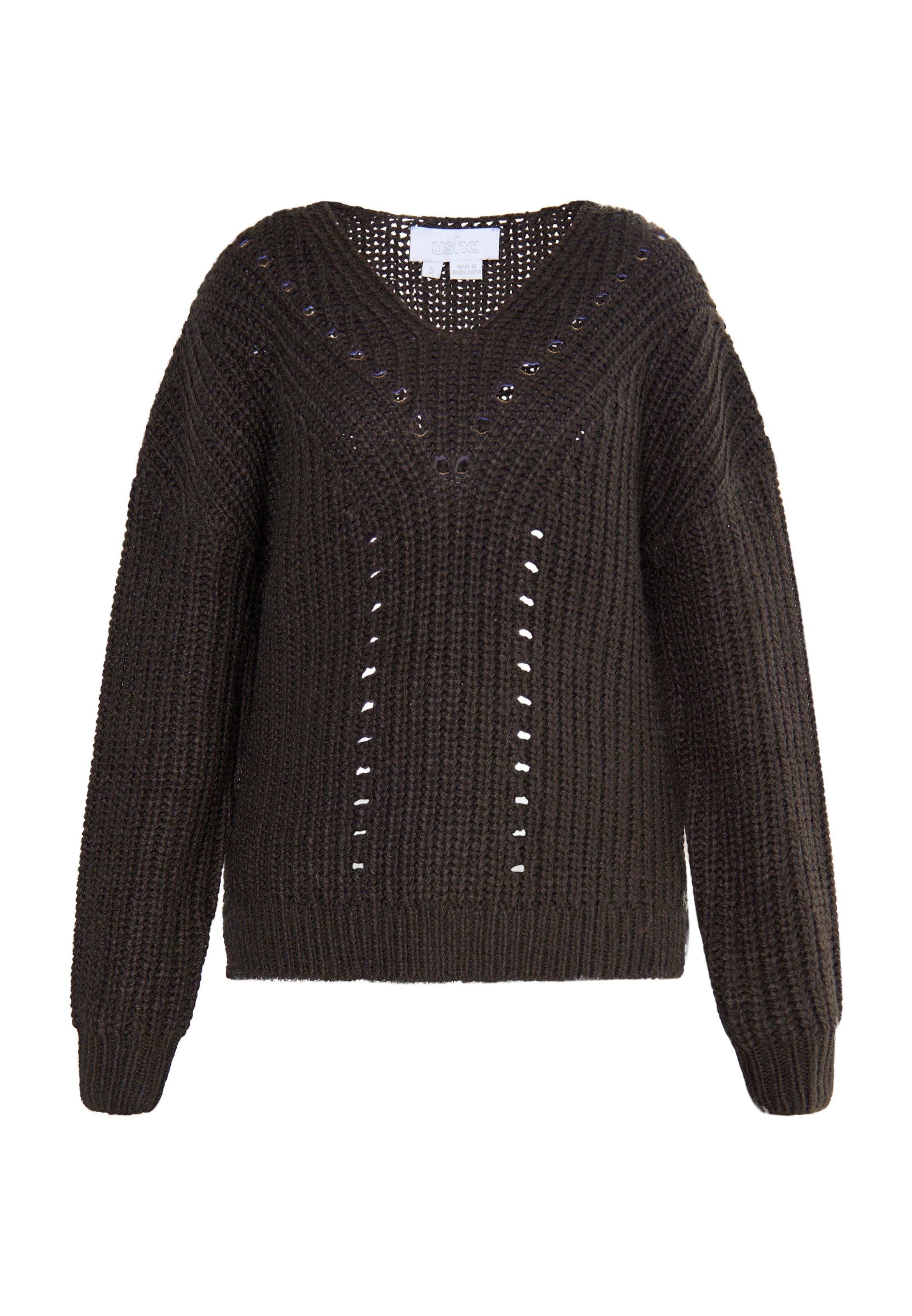 usha WHITE LABEL Pulóver 'Teylon' - barna: elől