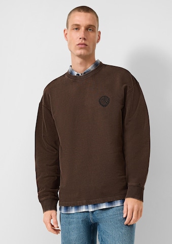 Sweat-shirt QS en marron : devant