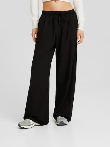 Bershka Wide Leg Hose in Schwarz: predná strana