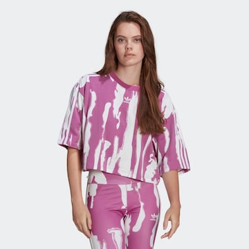 lillā ADIDAS ORIGINALS T-Krekls 'Thebe Magugu Allover Print ': no priekšpuses