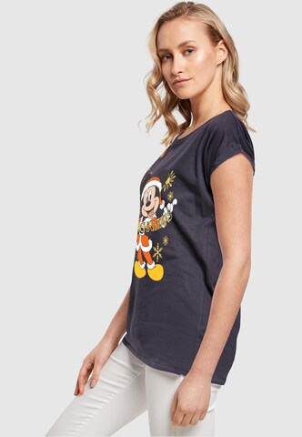 ABSOLUTE CULT Shirt 'Ladies Mickey Mouse - Merry Christmas Gold' in Blauw