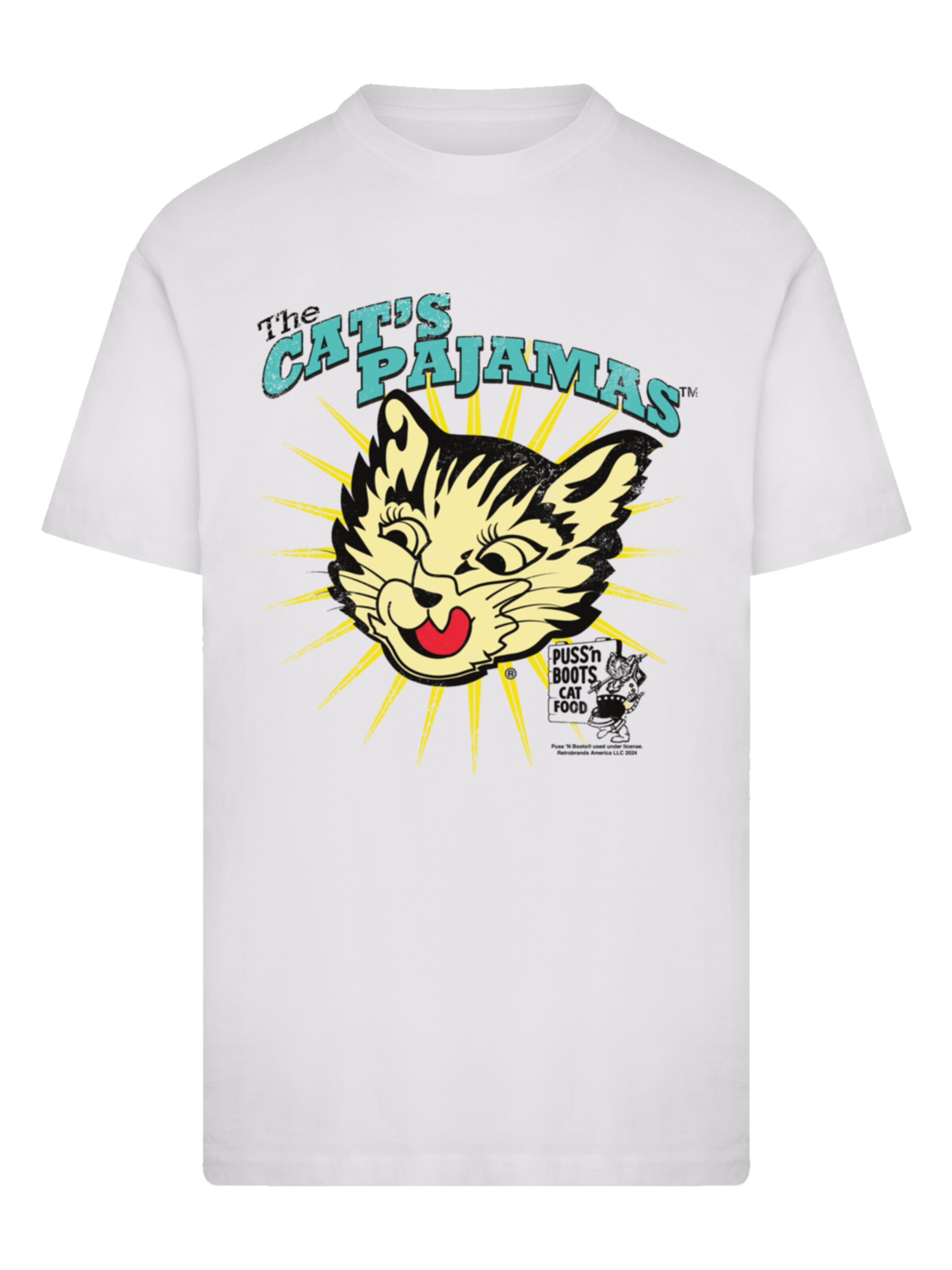 F4NT4STIC Shirt 'Puss N Boots The Cats Pajamas Vintage Art' in White: front