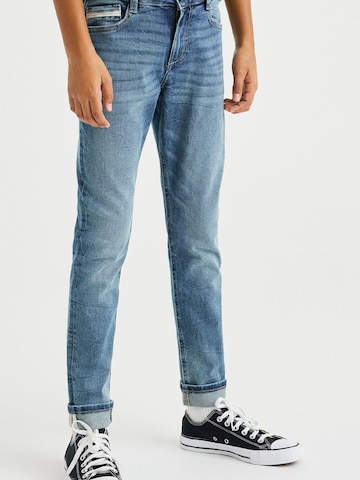 Coupe slim Jean WE Fashion en bleu : devant