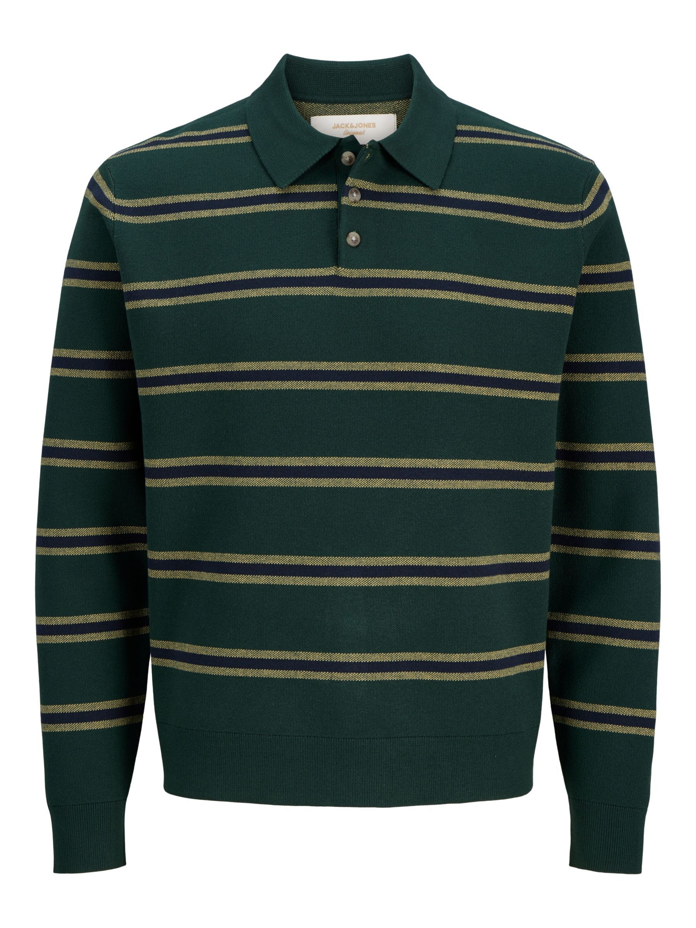 JACK & JONES Pullover 'JORATOCHA' in L in dunkelblau / hellgelb / dunkelgrün, Produktansicht