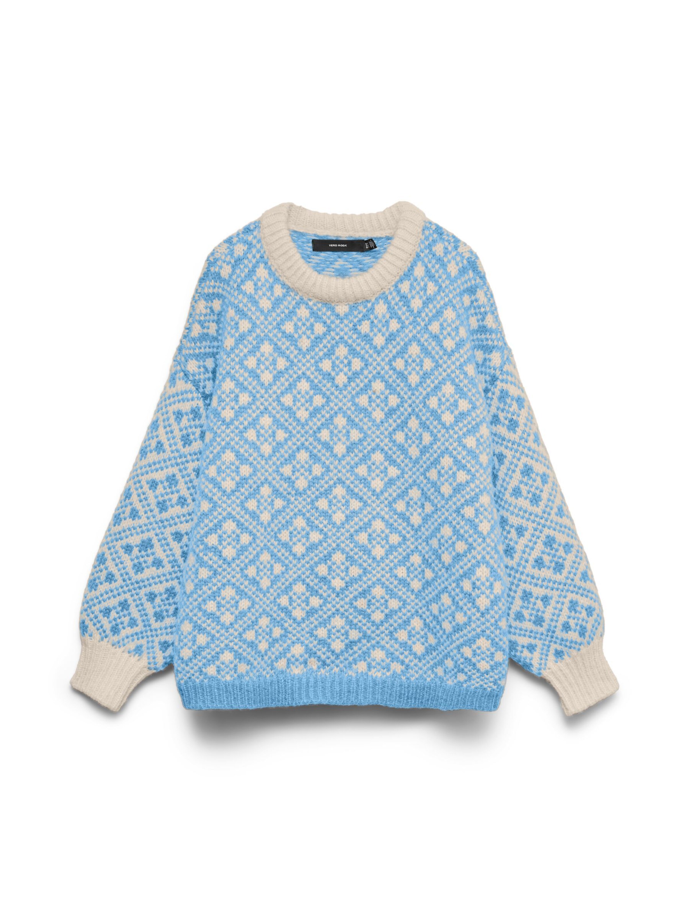 VERO MODA Pull-over 'VMInga' en écru / bleu clair / blanc, Vue avec produit