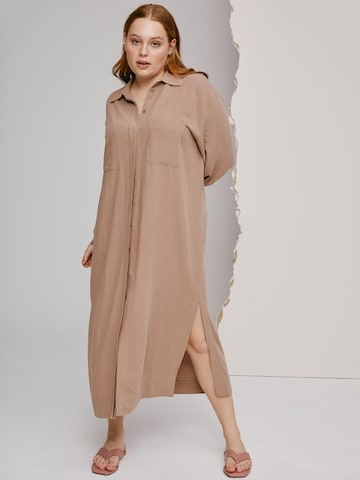 Robe-chemise 'Valeria' A LOT LESS en marron : devant