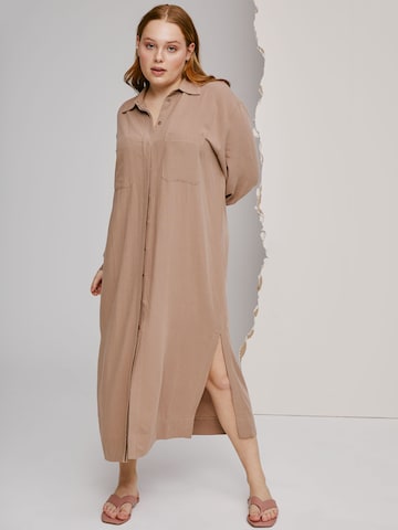 A LOT LESS Shirt Dress 'Valeria' in Brown: front