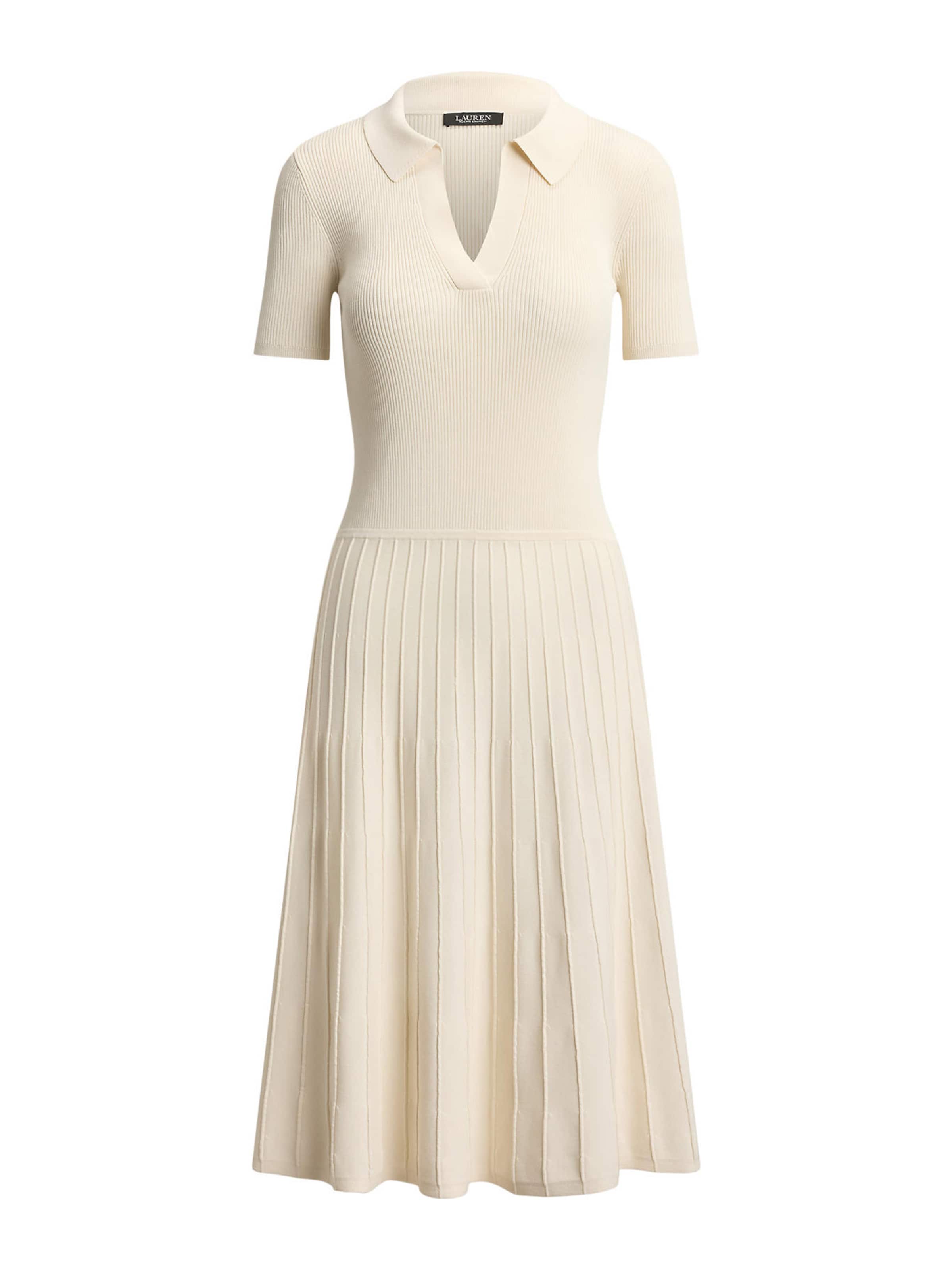 Lauren Ralph Lauren Stickad klänning i beige: framsida