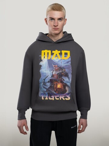 MAD TIGERS Sweatshirt 'Dark Oceans' in Grey: front