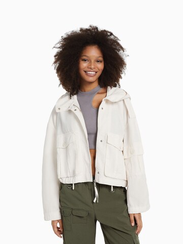 Bershka Between-Season Jacket in White: front