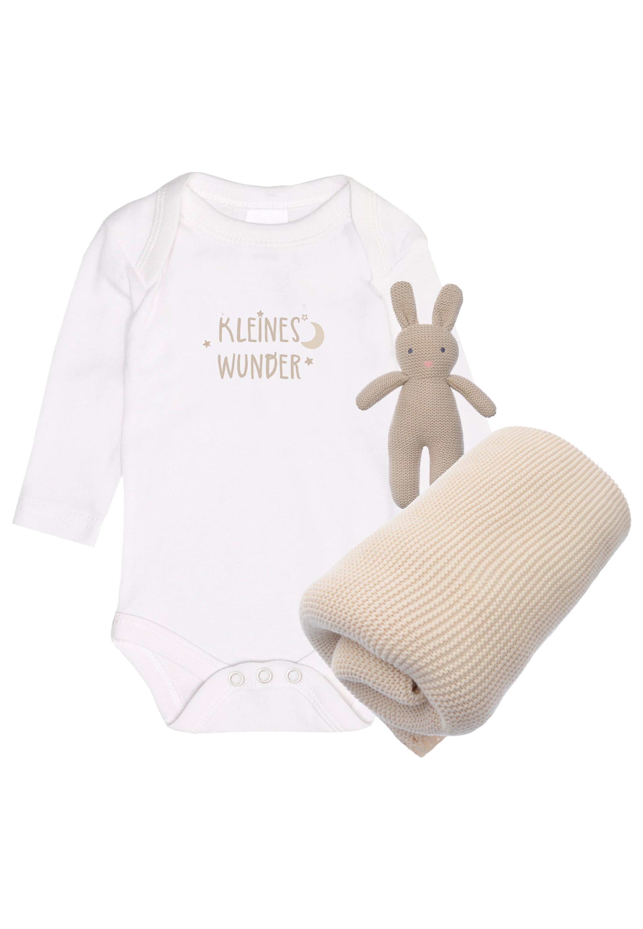 LILIPUT Set: Body, Decke, Kuscheltiere 'Kleines Wunder' in Beige: Vorderseite