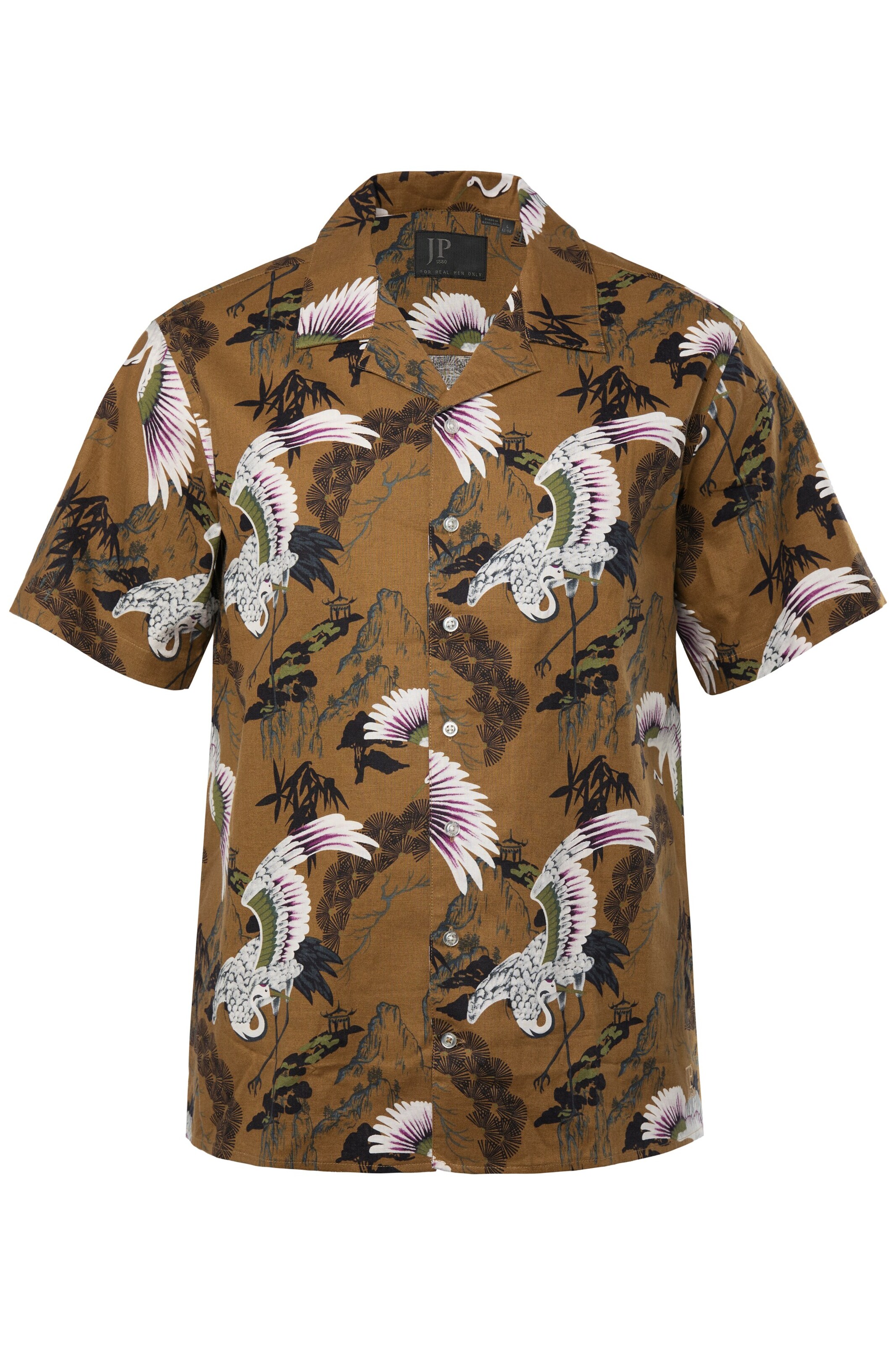 JP1880 Regular fit Overhemd in Bruin: voorkant