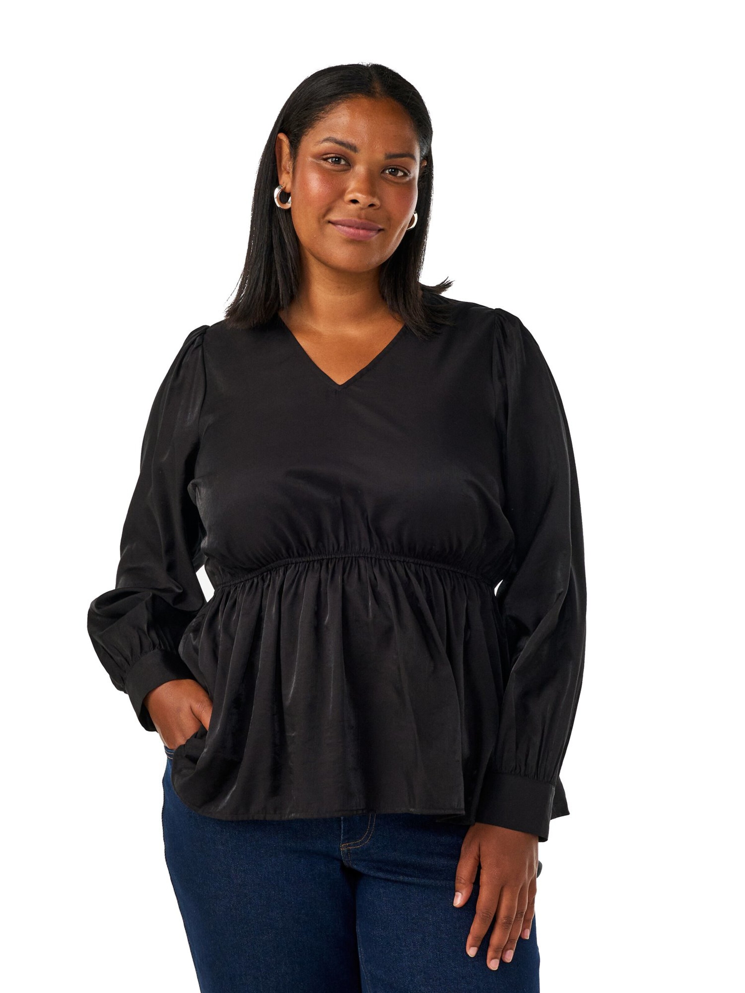 Zizzi - Camisa 'DONNA' em preto: frente