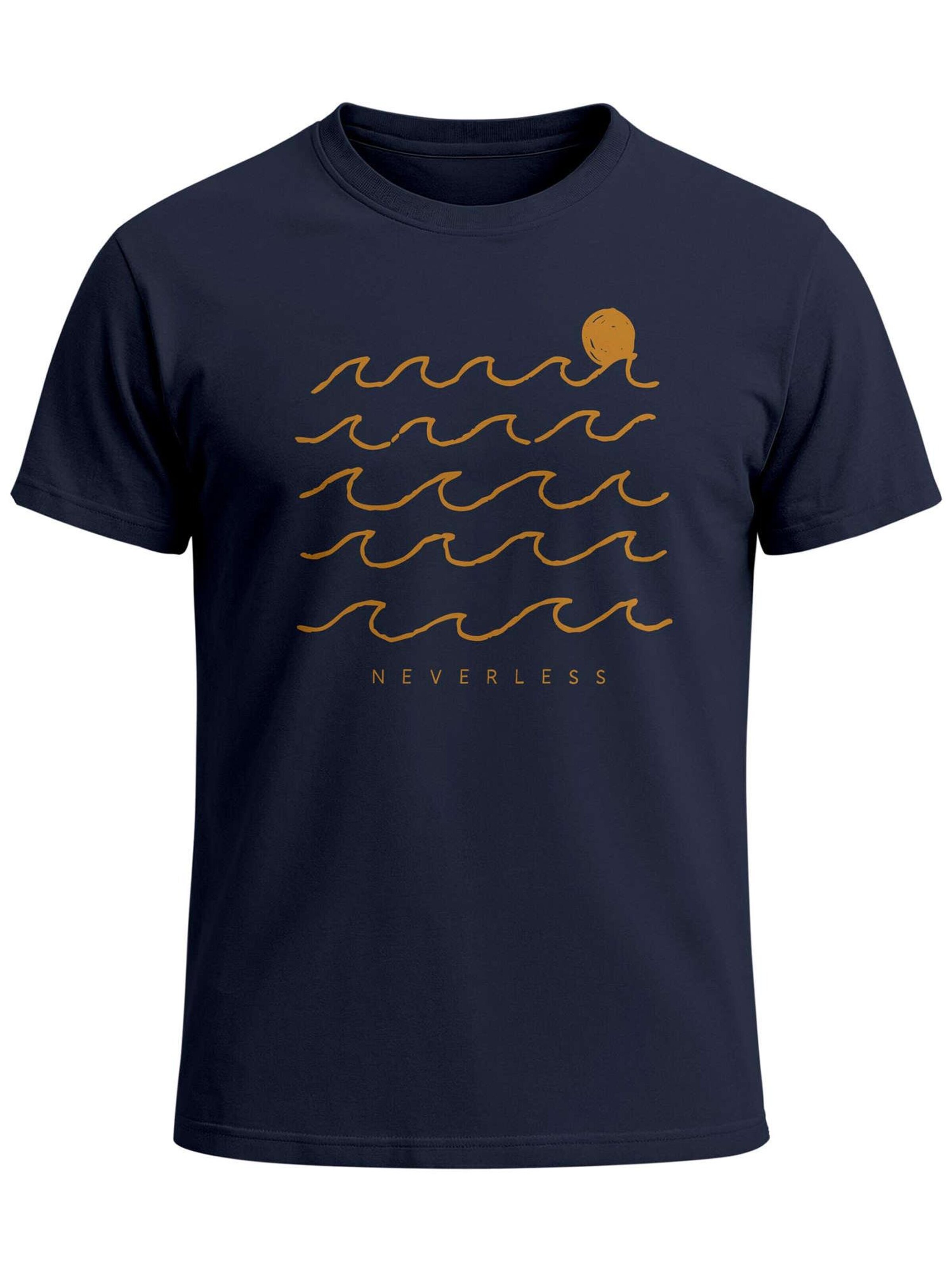 Neverless Shirt 'Wellen Sonne' in Blue: front