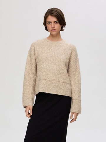 SELECTED Oversized trui in Beige: voorkant