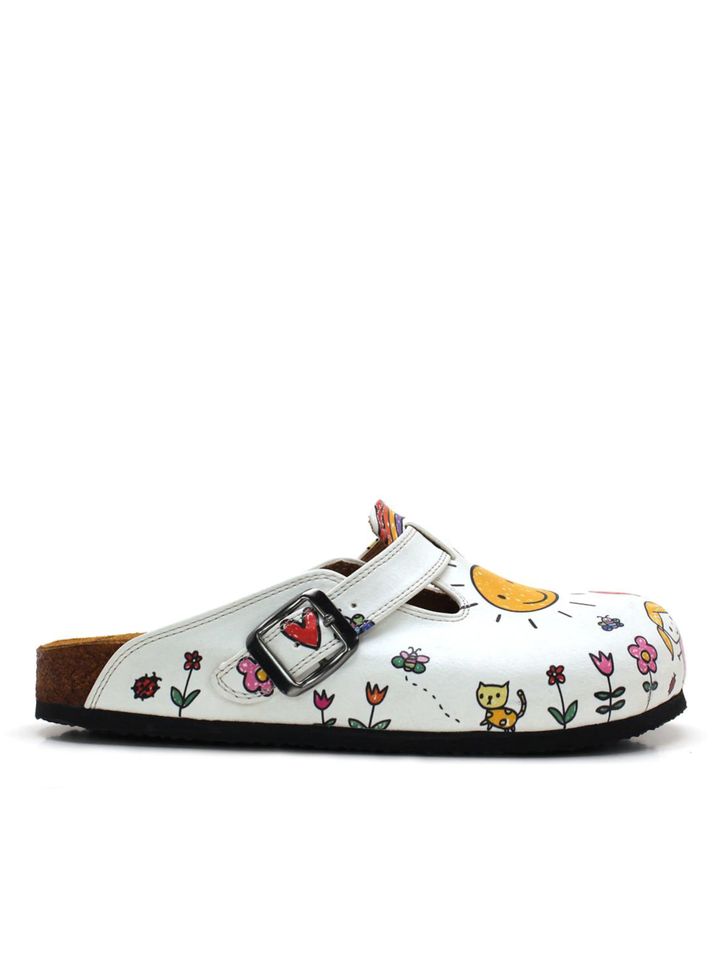 Clogs 'Women Calceo Clogs WCAL5443 with doodles design' di Goby in bianco: frontale