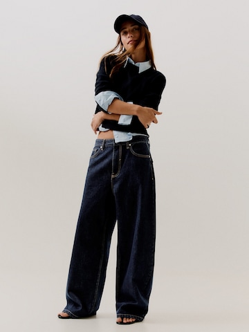 Wide Leg Jean Bershka en bleu : devant