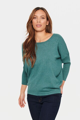SAINT TROPEZ Sweater 'Mila' in Green: front