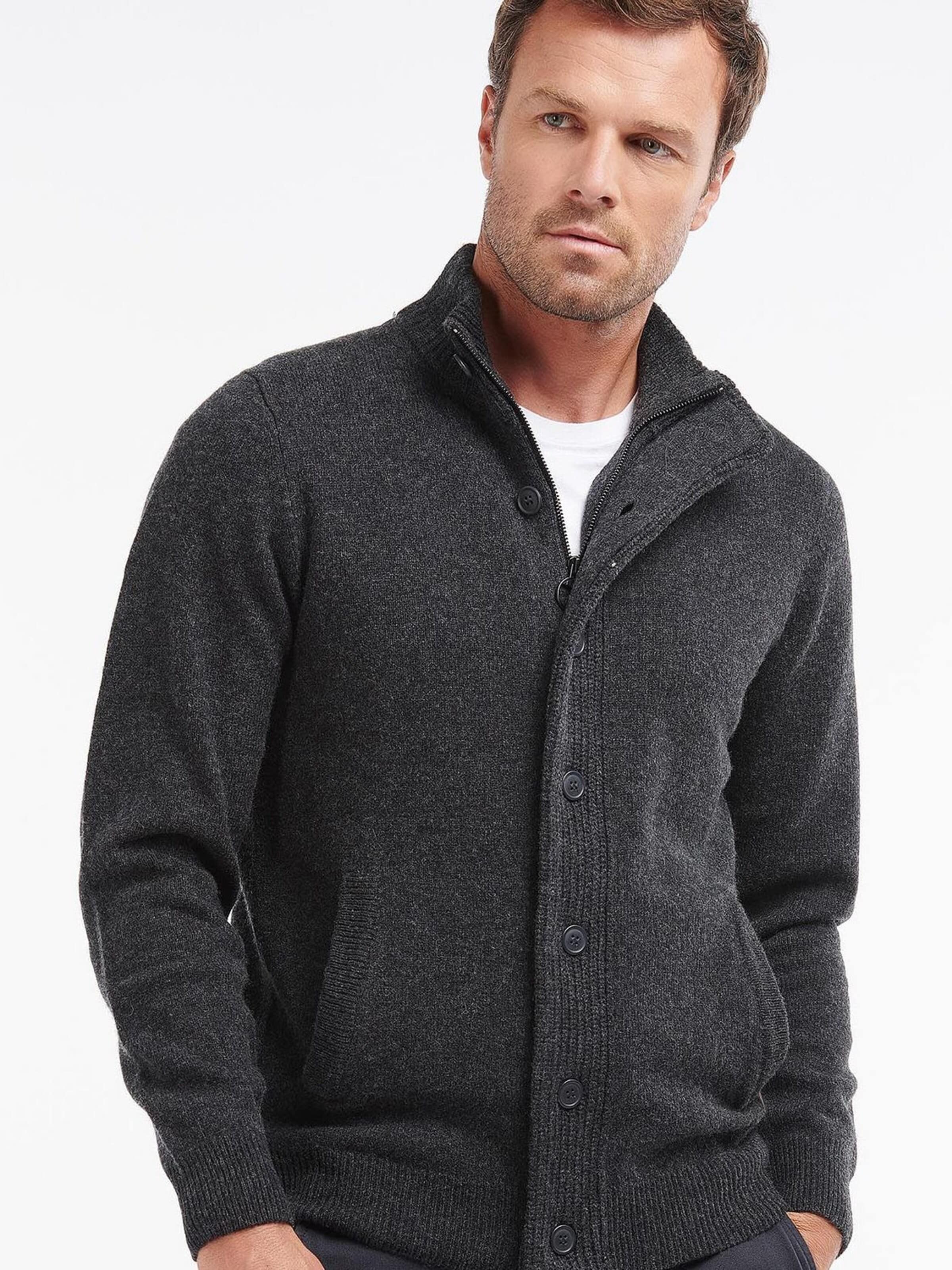 Barbour Knit Cardigan in Grey: front