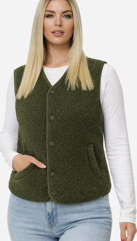 Worldclassca Vest 'Damen Kurze Kuschel Weste' in Green: front