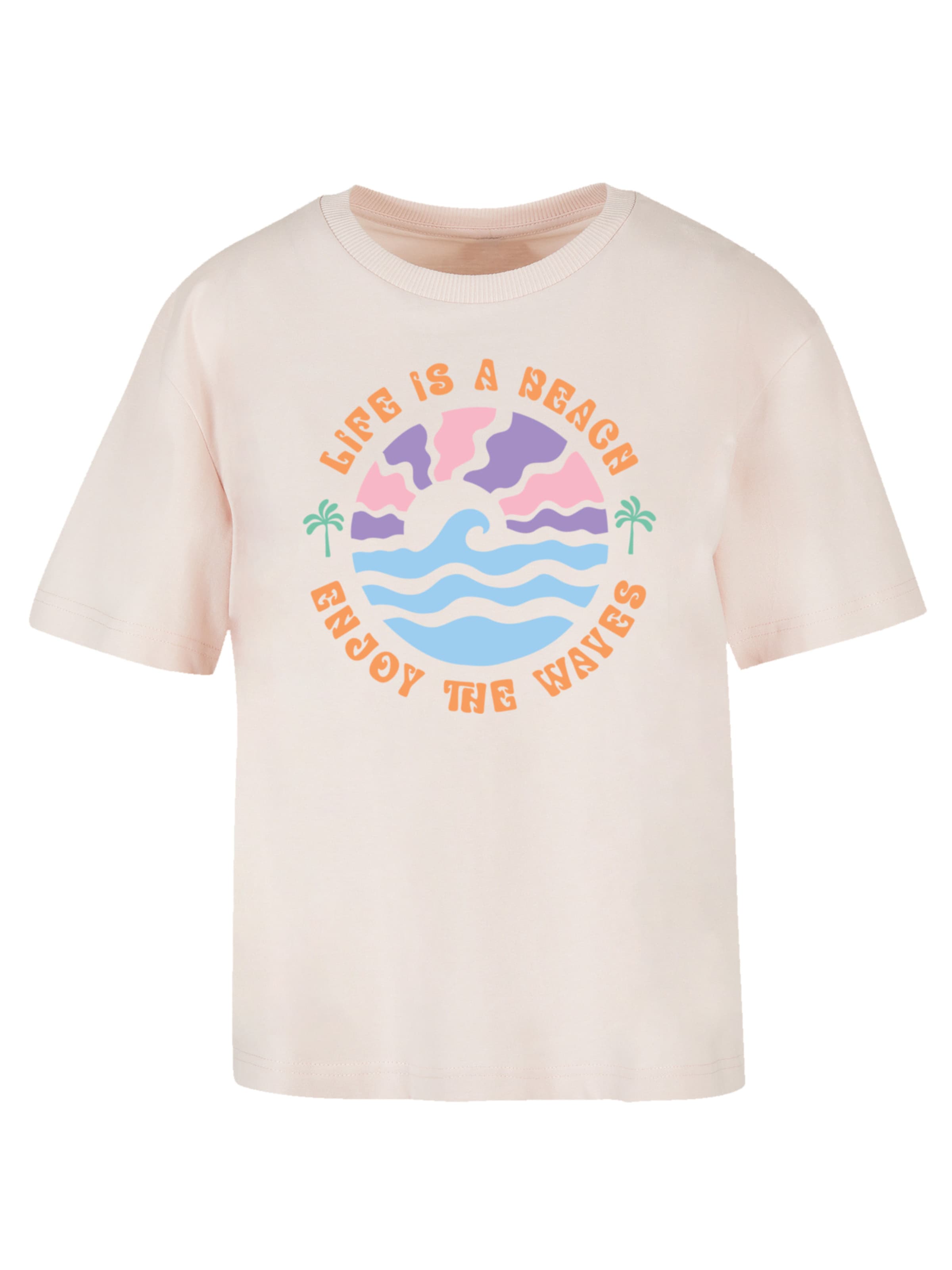 F4NT4STIC T-Shirt 'Life Is A Beach Enjoy The Waves' in Pink: Vorderseite