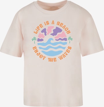 F4NT4STIC T-Shirt 'Life Is A Beach Enjoy The Waves' in Pink: Vorderseite