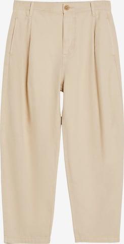 Bershka Tapered Pleated Jeans in Beige: front