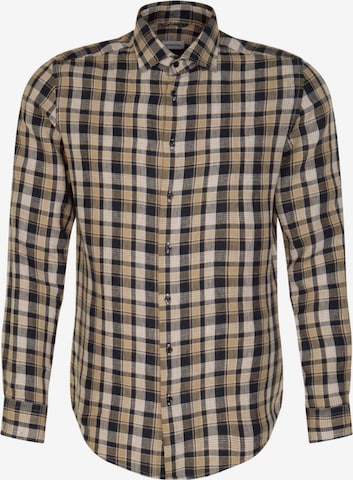 SEIDENSTICKER Slim fit Zakelijk overhemd 'Smart Linen' in Blauw: voorkant