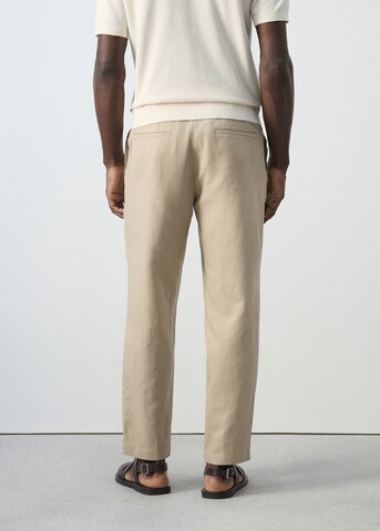 MANGO MAN Slim fit Pleat-Front Pants 'Romelino' in Beige