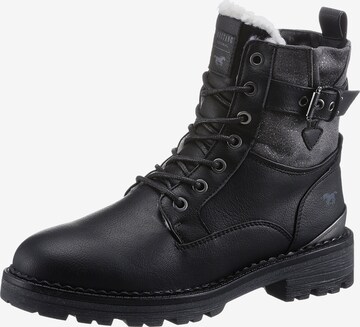 MUSTANG Lace-Up Ankle Boots in Black: front