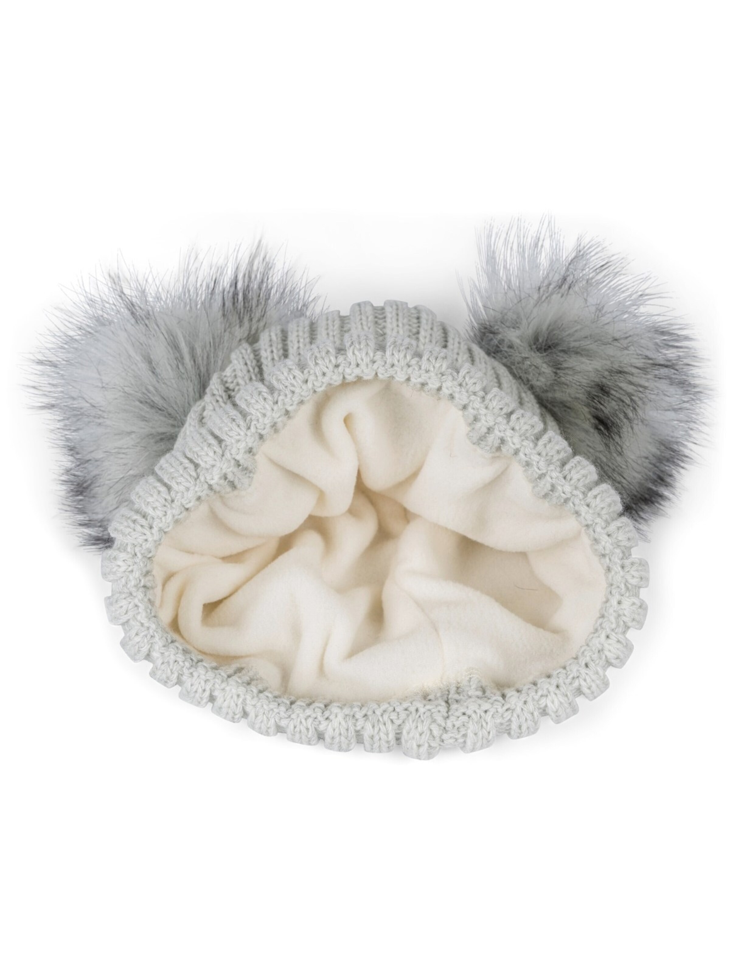 styleBREAKER Beanie 'Kinder Bommelmütze mit zwei Bommel' in Grey