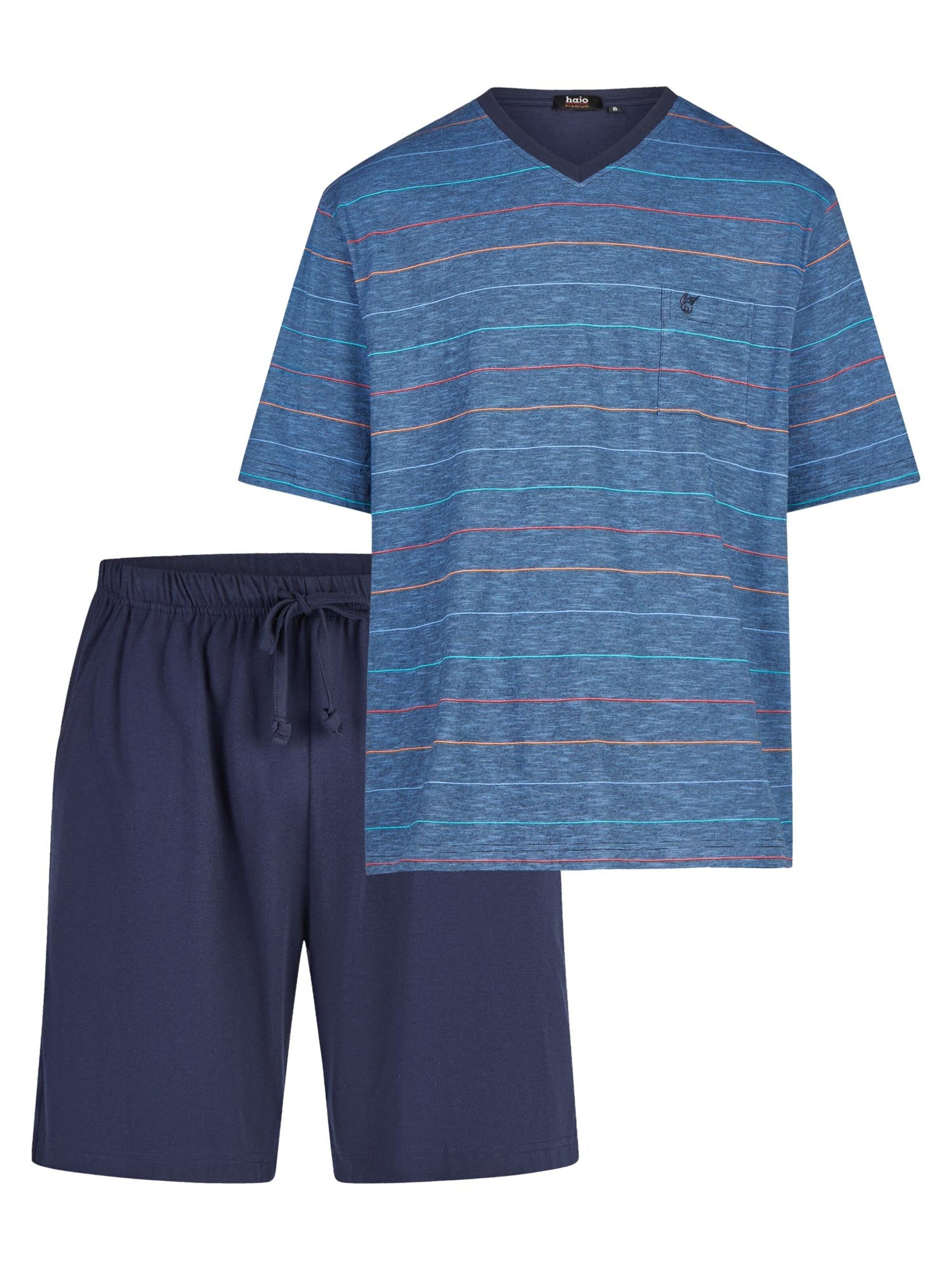 HAJO Short Pajamas 'Premium Cotton' in Blue: front