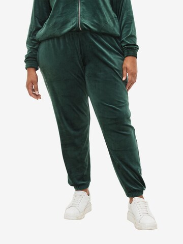 Zizzi Tapered Pants 'Helena' in Green: front