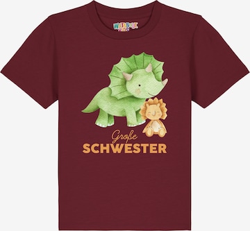 watabout.kids T-Shirt 'Dinosaurier 07 Große Schwester' in Rot: Vorderseite