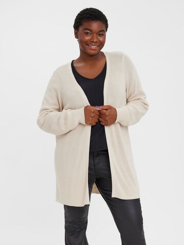 Vero Moda Curve Gebreid vest in Beige: voorkant