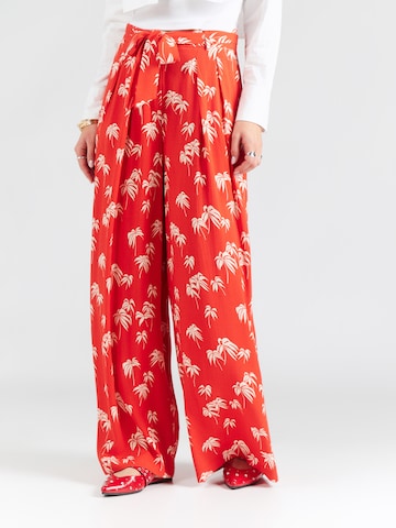 King Louie Wide leg Pleat-Front Pants 'The Haze' in Red: front