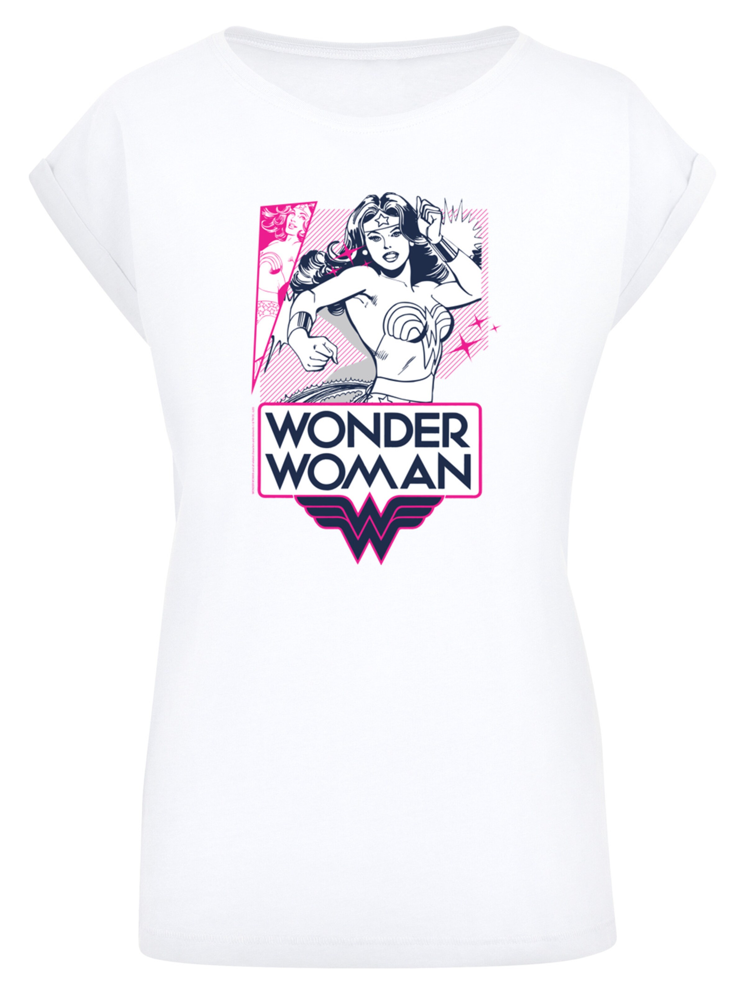 T-shirt 'DC Comics Wonder Woman Pink Action' F4NT4STIC en blanc : devant